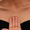Miduoduo Nuevo Collar con Colgante Desmontable de Circonita de Tres Diamantes Transfronterizo Anillo Abierto de Nicho de Acero Inoxidable Set para Mujer