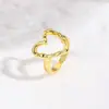 Moda Europea y Americana Brillante Geométrico Cóncavo y Convexo Corazón Estrella Trébol de Cuatro Hojas Anillo Abierto Simple Ajustable para Hombres y Mujeres