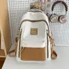 Nova Mochila Escolar 2025 Feminina Cor Contrastante Aluno do Ensino Fundamental Aluno do Ensino Médio Mochila Feminina Grande Capacidade Mochila de Viagem Casual