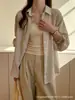 Camisa de lino con protección solar para mujer, nuevo estilo verano 2026, top holgado de manga larga, chaqueta cárdigan estilo "old money" relajada y desenfadada