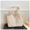 Bolso de hombro casual estilo perezoso, color liso, fresco y simple, estilo coreano, bolso de axila de gran capacidad con bordado de letras, bolsa tote