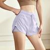 Shorts Esportivo Fino de Verão Falso Duas Peças para Mulheres, Calça Esportiva com Cordão Anti-Exposição, Roupa de Yoga Cor da Pele, Roupa para Corrida e Fitness