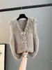 Colete de Tricô Estilo Europeu Cardigã Novo Estilo Suéter de Veludo Faux Mink Colete Feminino Peça de Roupa Externa Solta Xale de Inverno