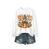 Amazon eBay loja independente moda versátil confortável feminina ensinar estampa de leopardo abóbora gola redonda manga longa moletom