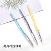 Caneta Liner para Manicure Transfronteiriça Conjunto com 3 Lantejoulas com Haste Rosqueada Caneta de Pintura Cabo Cauda de Peixe Caneta de Pintura com Linha de Gancho