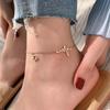 Tobillera Moderna de Acero de Titanio de Doble Cara con Corazón de Doble Capa para Mujer Chapada en Oro de 18K Nueva Versátil No se Desvanece de Moda Lujosa Accesible Tobillera
