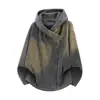 Diseño estilo americano, chaqueta con capucha para hombre, colección de otoño, holgada, deconstruida, sudadera abierta al frente, moda urbana, atrevida y elegante, con cremallera diagonal