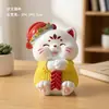 Gato de la Suerte Lindo Artesanía de Resina Hecha a Mano Decoración de Escritorio para el Hogar Figura de Gato Muñeco Producto Cultural y Creativo