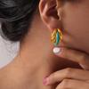 Pendientes de acero de titanio chapados en oro de 18k con forma de C y gota de aceite Pendientes de moda frescos de Corea del Sur Pendientes versátiles con temperamento para mujer al por mayor