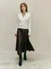 [Experiencia de Lujo] Suéter de punto de lana merino ultrafina, con cuello en V cruzado, simple y elegante para mujer
