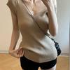 Deslumbrante~ Estilo Coreano e Americano Muito Casual, Suave e Lisonjeiro, Camiseta de Tricô com Manga Babado que Valoriza a Figura para Mulheres no Verão