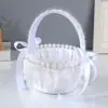 Cesta de Flores de Renda com Pérolas Brancas para Casamento, Cesta de Flores para Crianças, Decoração de Local de Casamento, Pequena Cesta de Flores