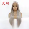 Moda europea y americana fibra química encaje frontal tocado 4503# cabello lacio largo medio tejido a mano pelucas fabricantes al por mayor