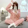 Pijama Estilo Princesa Feminino Primavera e Outono 6535 Algodão Manga Longa Calça Solta Tamanho Grande Roupa para Menina Cheinha