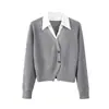 Elegante y Estilizado Suéter de Punto Falso de Dos Piezas Versátil Ajustado para Mujer, Nuevo Otoño/Invierno 2026 Suéter Retro de Lana de Manga Larga con Cuello de Solapa