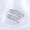 Hot-Selling do TikTok Grillz Quadrado Trapezoidal Totalmente Cravejado com Diamantes, Unissex, Estilo Europeu e Americano, Exclusivamente para Atacado Transfronteiriço