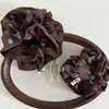 Goma para el pelo scrunchie de lunares azules de alta gama color café coreano con cintura pequeña para mujer, accesorio de pelo retro versátil para coleta baja