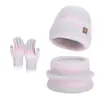 Conjunto de Tres Piezas: Sombrero, Bufanda y Guantes para Uso al Aire Libre en Invierno, Sombrero de Punto Cortavientos y Cálido para Mujer, Protección para los Oídos, Gorro de Lana sin Visera