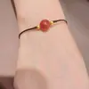 Estilo Xiaohongshu Feijão Vermelho Ágata Vermelha Natural Pulseira Contas Cordão de Casal Colar Corda de Mão Pingente