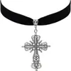 Comercio Exterior Transfronterizo Collar de Cruz Gótica Gargantilla de Terciopelo Joyería de Moda Punk para Mujer Venta Directa del Fabricante