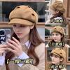 Lana Primavera y Otoño 2024 Caliente Nuevo para Mujer Rostro Pequeño Gorra Octogonal Retro Británica Combinable Boina Invierno para Mujer