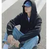 Sudadera Cardigan de Primavera y Otoño para Estudiantes Varones, Marca de Moda Estilo Holgado Perezoso con Capucha Chaqueta Hip-Hop Informal Ins