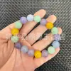 Pulseira Tricolor de Jade com Contas Redondas Violetas Multicores, Pulseira e Colar de Múltiplos Círculos, Alternativa ao Jade, Pedra Preciosa e Quartzo