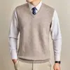 Chaleco de Punto Grueso con Cuello en V para Hombre Jacquard Texturizado Sin Mangas Ropa de Punto Comercio Exterior Retro Talla Grande Chaleco Casual