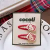Novedad Otoño e Invierno para Niñas Lazo Rojo con Cabeza de Gato Kt Relleno de Algodón Mezclilla Lazo para el Cabello para Niñas Pinza de Pato con Forma de Animal de Caricatura