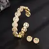 Europeu e Americano Mais Vendido Luxo Leve Rosto Sorridente Micro-Incustado com Diamante Moda Pulseira Aberta Anel Conjunto Temperamento Fashion Zircônia Versátil