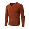 Novo suéter de tricô liso masculino para outono e inverno, gola V slim fit de manga comprida, pull over para jovens homens