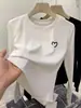 Camiseta de manga larga de algodón puro para mujer, nuevo estilo otoño 2026, adecuada tanto para usar sola como debajo de otras prendas, top básico de canalé ajustado con cuello redondo