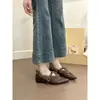 ¡Camelia de Media Temporada! Zapatos Mary Jane de Retazos con Punta Aguda para Mujer, Zapatos de Invierno y Otoño de Felpa y Piel