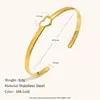 Pulseira Geométrica de Contas com Borda de Linha Cruzada Europeia e Americana Joia de Mão Aço Inoxidável Banhado a Ouro 18K Corte a Laser Coração Vazado para Mulheres Simples