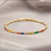 Fornecimento transfronteiriço micro-incrustado zircônia colorida corrente de garra design de nicho pulseira de corrente feminina moda joias curinga atacado