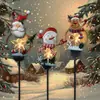 Lámpara Solar de Hierro para Exterior Navideña, Muñeco de Nieve, Reno, Lámpara de Césped, Ambiente de Jardín, Lámpara Decorativa para Paisaje de Patio