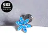 Brinco de argola para piercing corporal em liga de titânio G23 com rosca interna, cravejado com zircônia F136 em formato de floco de neve e olho de cavalo
