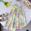 Vestido de niña verano nuevo estilo infantil estilo occidental falda pintura al óleo bebé moderno sin mangas falda chaleco estilo halter