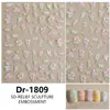 Redanco5D Embutido Popular Desenho Animado Adesivos de Unha Folha de Lótus Flor de Lótus Grou Adesivos 3D para Unhas Dr1810