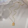 Collar de Tarot Diseñado Colgante de Símbolo Oculto Cadena para Clavícula de Acero Inoxidable Joyería de Tarjeta Cuadrada Dorada Venta al por Mayor