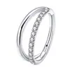 Joia de Nariz Duplo Aro Duplo Zircônia Sem Costura Titânio G23 Anel Duplo Argola de Nariz Cartilagem da Orelha Piercing Corporal Coroa Liga de Titânio Piercing