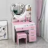 Tocador minimalista moderno para dormitorio, tocador pequeño con espejo para apartamentos de alquiler, escritorio de maquillaje de princesa