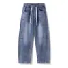 Outono 2026 Novos Jeans Scythe Masculinos Estilo Americano Calças de Pernas Largas Retas Soltas Lavadas Vintage Calças Longas para Homens