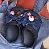 Zuecos Infantiles Accesorios DIY Serie Roja Mezclilla Sintética Lazo Gato Hebilla de Zapato Desmontable Flor de Zapato Decoraciones