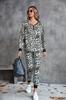 Otoño e invierno 2022 ropa de mujer transfronteriza europea y americana estación independiente Amazon más vendido estampado de leopardo cuello en V algodón de vaca manga larga traje