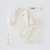 Conjunto de Algodón Copo de Nieve para Bebé Cintura Alta Protección de Barriga Top y Pantalón de Otoño Clase A Ropa Interior Infantil Conjunto Separado Pijama para Casa