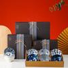 Estilo japonês cerâmica tigela casual presente conjunto pintado à mão Tigela caixa de presente azul e branco porcelana tigela cerâmica louça atividade presente