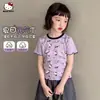 Camiseta de Verão para Meninas 2026 Novo Estilo Color Blocking Borda Franzida Verão Gola Redonda Pulôver Desenho Animado Tendência Top Camiseta