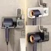 Soporte para secadora de cabello sin perforaciones, montado en la pared del baño, soporte para secadora de cabello, estante colgador para almacenamiento de secadora de cabello de baño