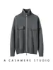 26 Nuevo Abrigo Cardigan de Punto Liso para Mujer Otoño/Invierno 35% Cachemir 65% Lana Cuello Semi Alto Bolsillo con Doble Cremallera